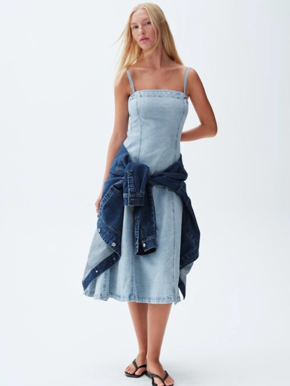 Gap denim midi dress light blue women’s size small petite